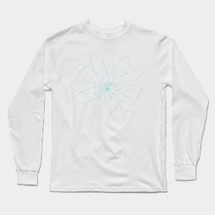 Blue Spiral Flower Long Sleeve T-Shirt